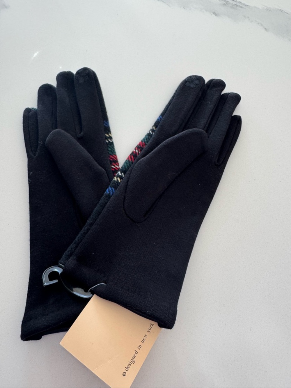LIB New York Plaid Winter Gloves - Navy, Red & Green NWT - Picture 2 of 2
